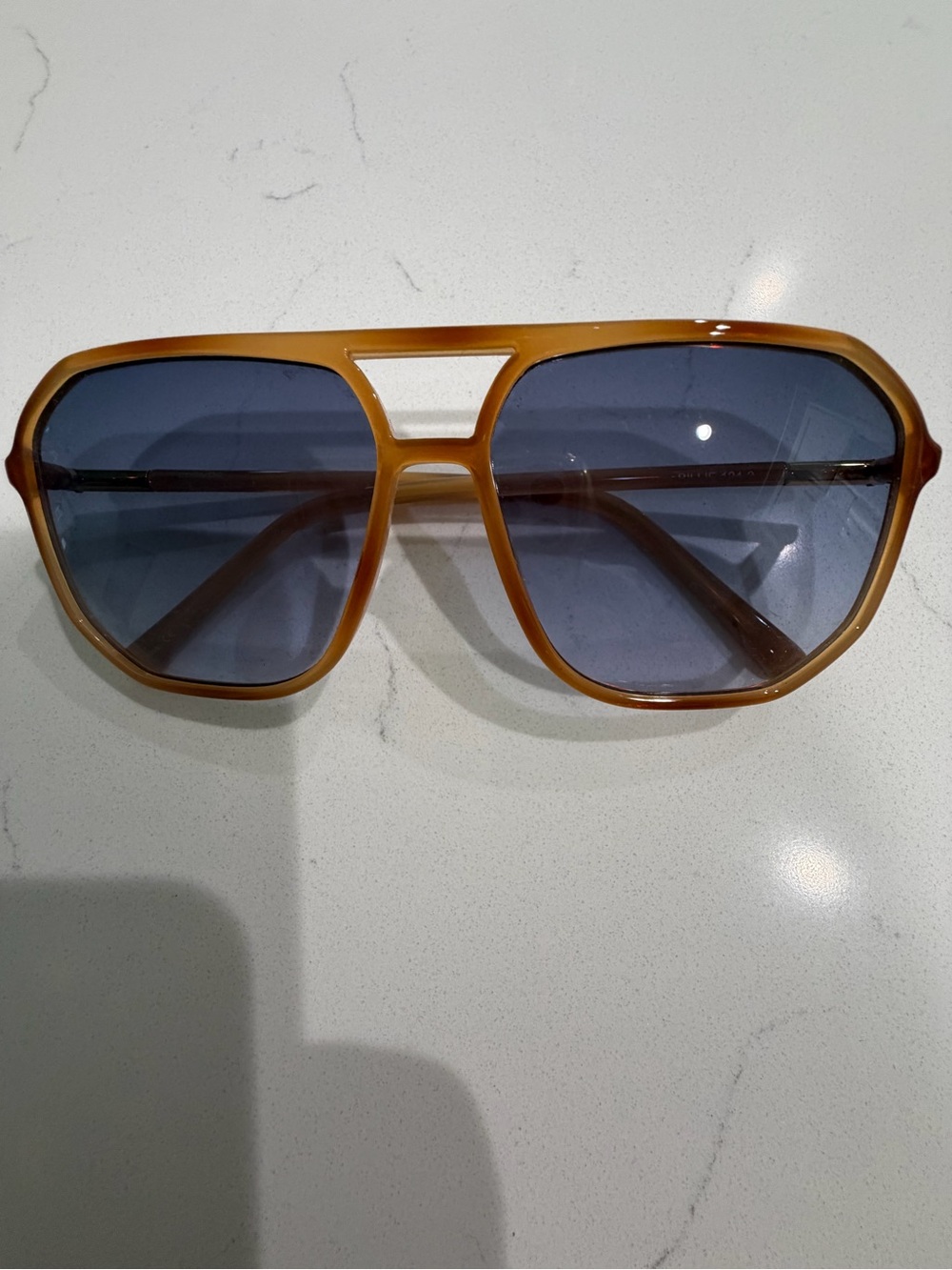 Freyrs Women's Retro Aviator Sunglasses - Amber Frame Blue Lenses